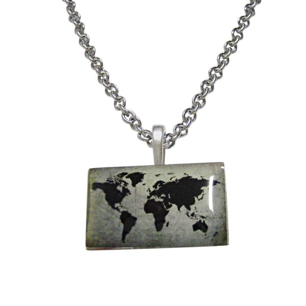 Rectangular World Map Necklace